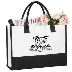 Pitbull Doggie Things Canvas Tote Bag Canvas Beach Bag, Dog Lovers V XD